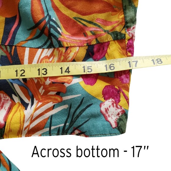 Panama Jack Tropical Print Linen Blend Long Sleeve Tie Front Button Down Shirt M - Picture 10 of 14